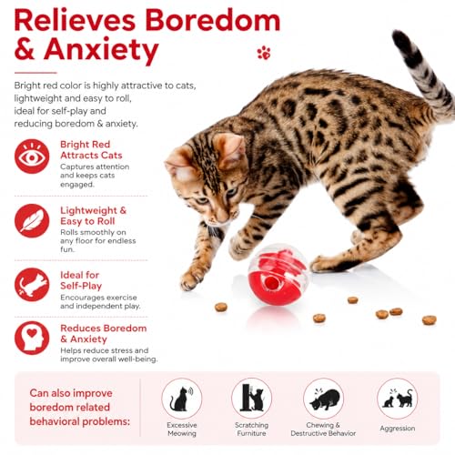 Cat Slow Feeder Puzzle Ball - 2 * 2in Interactive Treat Dispenser Toy for Cats, Helps Relieve Boredom, Promotes Healthy Eating, Reduces Fast Eating, Cat Food Puzzle Ball