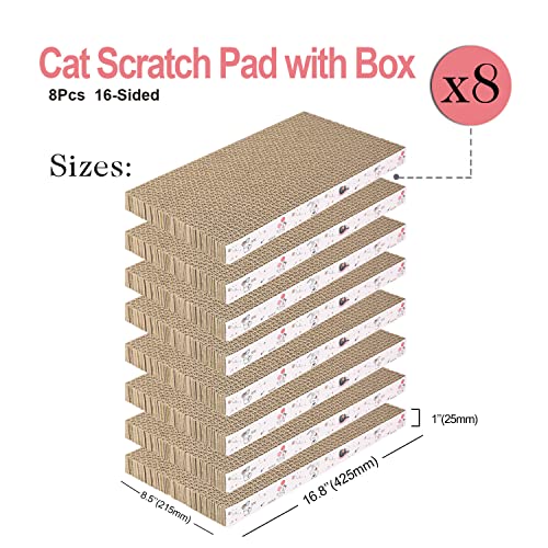 8 Packs in 1 Cat Scratch Pad, Cat Scratcher Cardboard,Reversible,Durable Recyclable Cardboard, Premium Scratch, Suitable for Cats to Rest, Grind Claws and Play - size: 8 IN 1