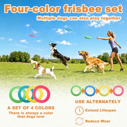 Dog Flying Disc, 3 Pack Dog Frisbee Toy Gift Set for Medium & Large Dogs