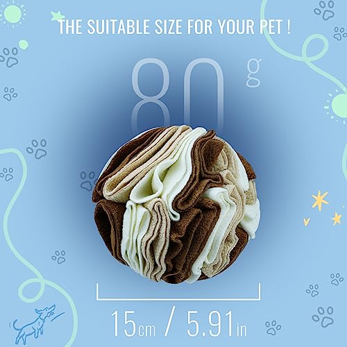 Pet Snuffle Ball, Puzzle Sniffing Interactive Dog Ball for Blind Dogs Training Stress Relief Dog Enrichment Toys Treat Machine Washable (15cm, Milk Tea Brown) - color: Milk tea brown, size: 15cm