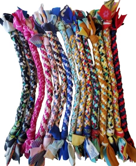 Dog Puppy Tug Pull Toy Rope Play Durable Interactive Entertaining Heavy Duty Fleece Round Square Braid by Knots SO Fast (Mystery 1 pc) - color: Mystery 1 pc