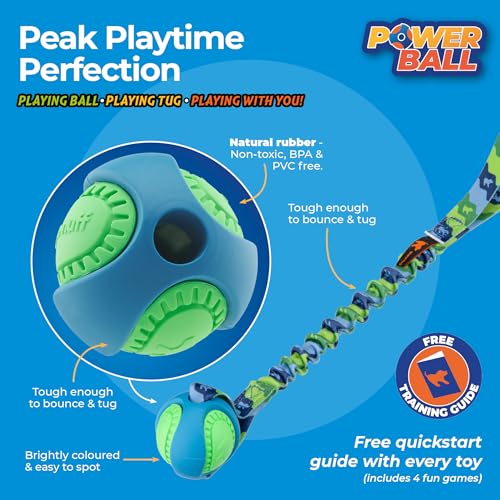 Tug-E-Nuff PowerBall Bungee Tug (Green Pattern), Dog Toy, 17" - color: Green