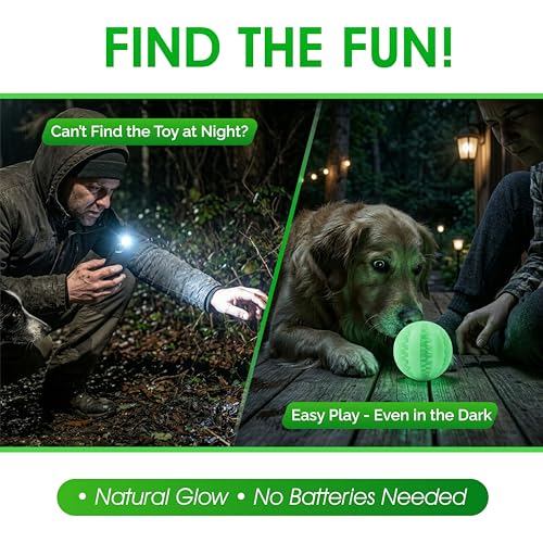 Glow in the Dark Treat Dispensing Dog Ball, Interactive Slow Feeder
