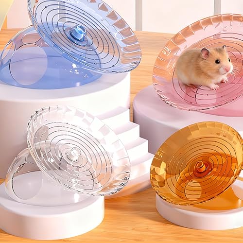 Hamster Wheel, 7 Inch Silent Exercise Running Wheel with Escape Holes, Quiet Spinner Toy for Guinea Pigs, Sugar Gliders, Gerbils (Blue)