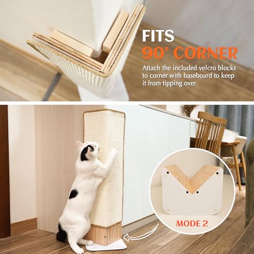 PETKARAY Couch Corner Cat Scratcher, 22" Corner Scratching Post Wall Scratcher, Sisal Furniture Protector for Sofa with Reversible Base, Small - size: Small