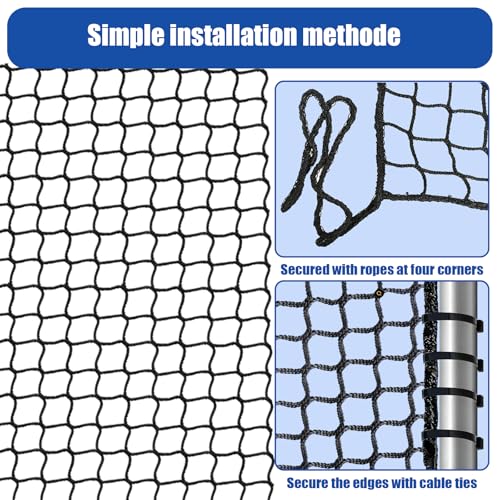 Safety Net Kids Pet Balcony Protection Rope Net Stair Safety Netting for Railings Playground Safety Net Golf Practice Net Baseball Nets for Batting Knotless Polyester Sports Netting - size: 3x13FT