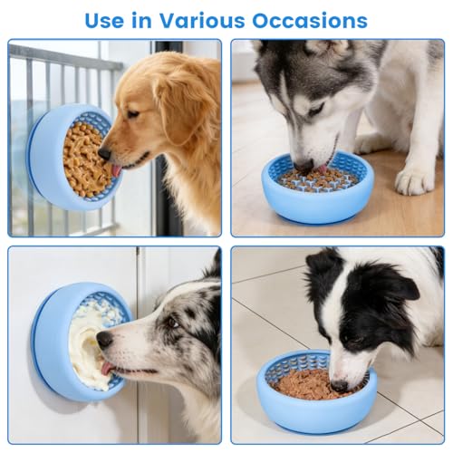 Dog Lick Bowl,Freezeable Anxiety Relief Non-Slip Silicone Treat Bowl,Durable Anti-Choking Long-Lasting Enrichment Slow Feeder Licking Mat for Mediuml Large Breed, BPA Free Silicone Dishwasher Safe - color: light blue, size: L
