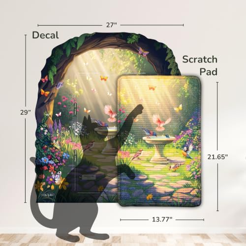 Wall Art Cat Scratcher - Decorative Wall Mounted Cat Scratcher with Removable Decal - Wall Scratch Pad for Cats with Sisal Cat Scratcher - Large Protective Wall Scratchers for Indoor Cats - color: 1 - Secret Garden