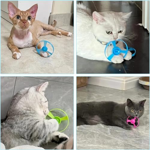 Cat Fetch Toy, Interactive Flying Cat Toy with 20 Propellers, Kitten Tracks Toy for Training Hunting Chasing - color: Dark Blue + 20 Propellers