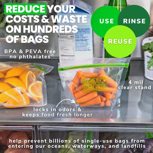 Smelly Proof 100pk Stand-Up Reusable Food Storage Freezer Bags - US Made, BPA-Free, Clear 3 mils 4" x 3" - 100 pcs - size: 100pk, 4x3" - XS Mini Pocket