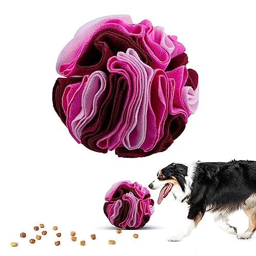 Pet Snuffle Ball, Puzzle Sniffing Interactive Dog Ball for Blind Dogs Training Stress Relief Dog Enrichment Toys Treat Machine Washable (20cm, Fantasy Pink) - color: Fantasy pink, size: 20cm