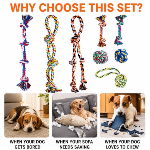 Aitmexcn Large Dog Toys for Aggressive Chewers, 8 Pack Dog Rope Toys - size: 8 Pack-Large