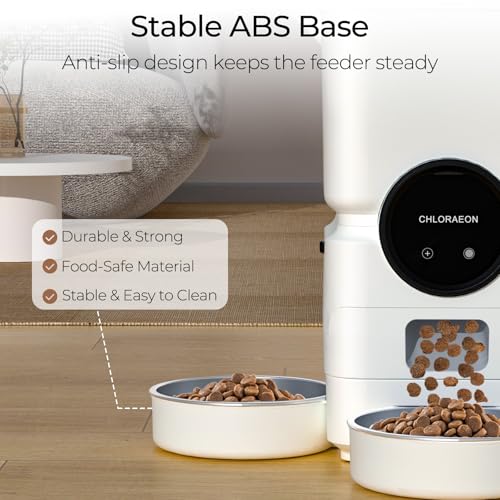 Automatic Cat Feeder for 3 Cats, 6L 2.4G WiFi Feeder, Slow Feed, Warm White - color: Warm White