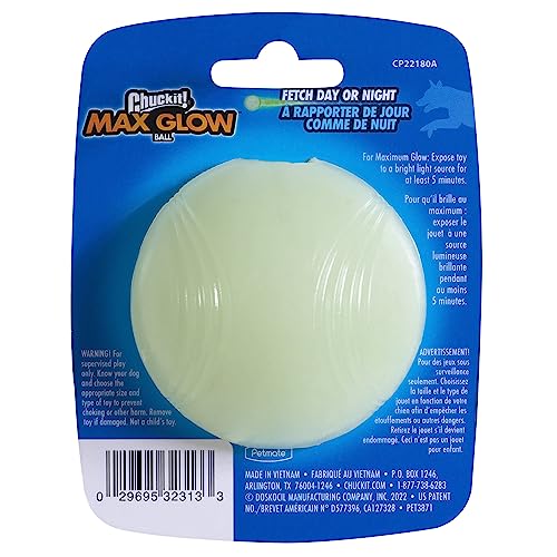 Chuckit! Max Glow Bouncy Ball, Glowin the Dark, Medium 2.5in, 1 Pack - size: Medium