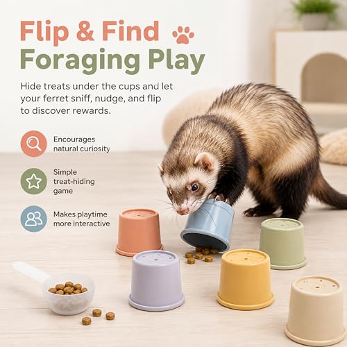 Ferret Enrichment Interactive Foraging Treat Cups, 8pcs Stacking Set