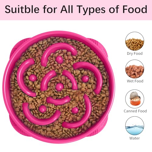 MateeyLife 1-Pack Slow Feeder Dog Bowls, 4 Cups, Dog Puzzle Feeder Bowl - color: J-Purple, size: Large