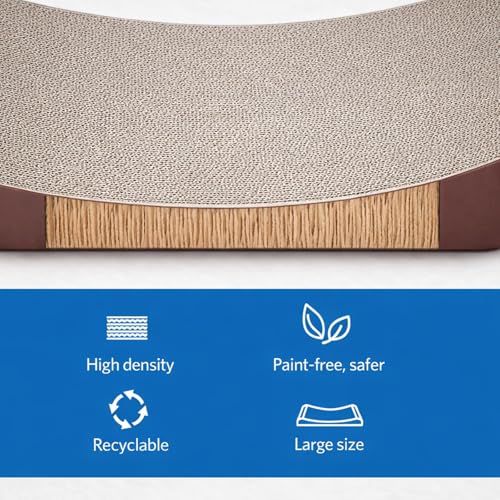 Simple Delxue Cat Scratcher Cardboard Lounge Bed with Bell Ball Toy, 30 Inches Large Horizontal Cat Scratcher Pad, 100% Recyclable & Reversible Durable Cardboard Scratching Board for Indoor Cats - color: Loubge Bed-Ball