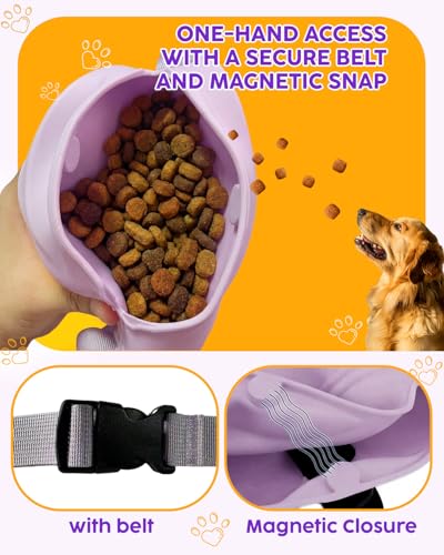 2-Pack Dog Treat Pouch with 2 Clickers, Silicone, Magnetic, Extra-Long Belt