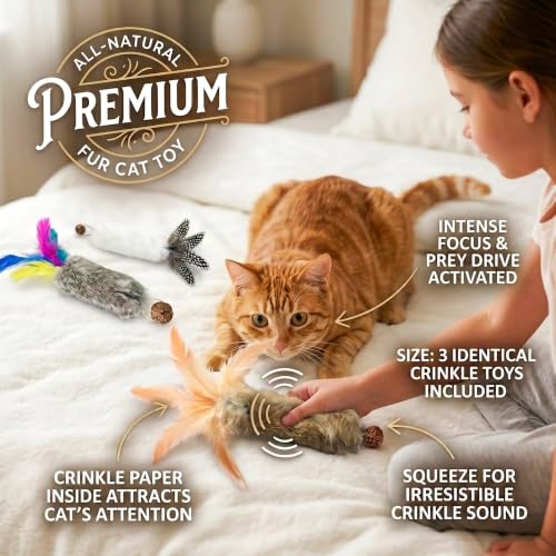 6PCS Cat Rabbit Feather Silvervine Crinkle Kicker for Cats Indoor - size: Large