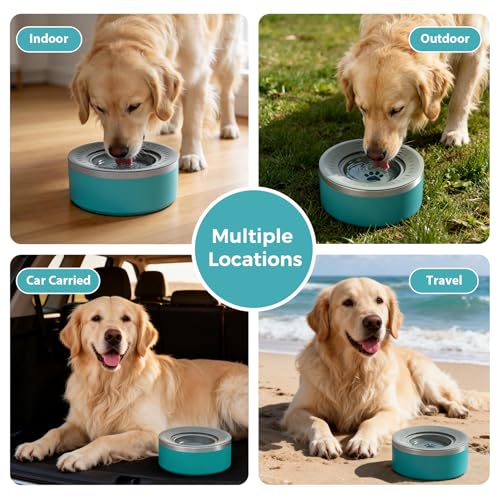 Stainless Steel Dog Water Bowls, No Spill Water Bowls for Dogs, Lakeblue - color: LakeBlue