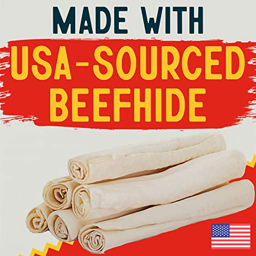 Canine Chews 10-11" Rawhide Bones for Large Dogs, Durable USA Beefhide Dog Rawhide Chews, Retriever Rolls 20 Pack (5 lbs) - size: 20 Count (Pack of 1)