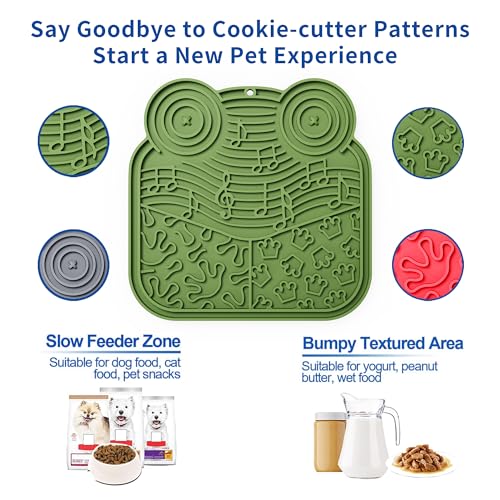 LPFALASAT Frog 3 Pack - Silicone Dog & Cat Lick Mat with Suction Cups - Anxiety Relief/Promotes Healthy Eating/Frozen & Dishwasher Safe - Pet Peanut Butter Lick Pad