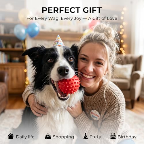 3.5''Durable Squeaky Dog Ball for 25-80lbs Aggressive Chewers - color: 1 PC-Beef-Red