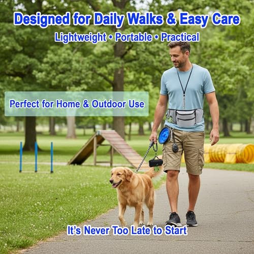 Puppy Starter Kit for New Dog Owners, 5-Piece Dog Starter Set with Reflective Leash, Clicker, Whistle, Collapsible Slow Feeder Bowl and Poop Bag Holder, Essentials for Daily Walks and Training