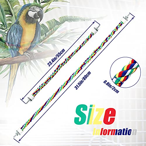 2 Pcs Bird Rope Perches Climbing Rope Bird Cage Accessories, - size: 21.6 Inch, 31.5 Inch