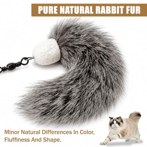 3 Pack Natural Rabbit Fur Cat Toy Refills, Handmade Interactive Cat Wand Attachments Cat Teaser Wand Replacement Head for Indoor Cats and Kittens - color: Style 10