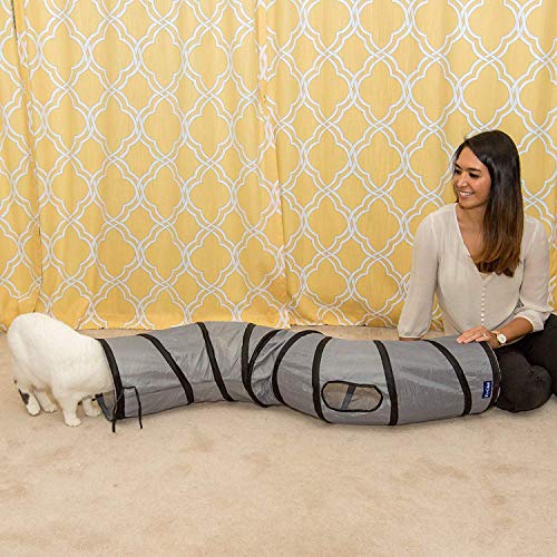 PetLike S Way Cat Tunnel Collapsible Pop-up Pet Tube Hideaway Play Toy with Ball (S-Way, Pink) - color: Pink, size: S-Way