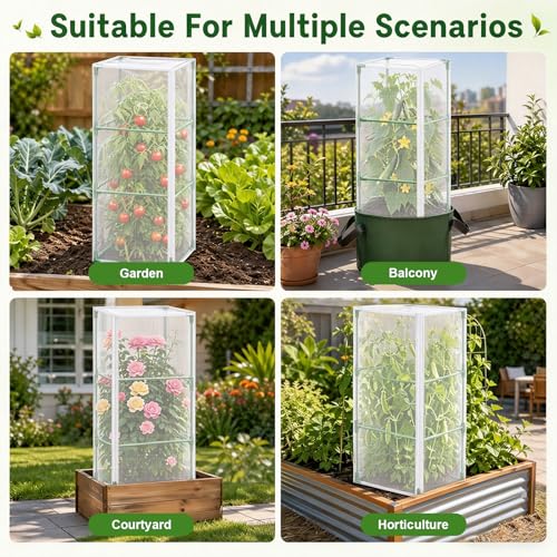 3 Pcs 57"X17.7"X17.7" Square Tomato Netting with Zipper, Insect Cover - size: Square-3PCS