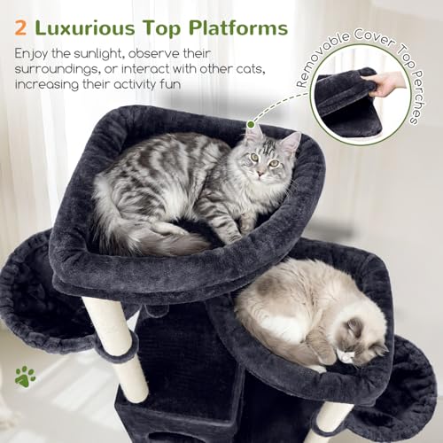 Globlazer Cat Tree Tower for Indoor Cats Large Adult, S63, Dark Grey - color: Dark Grey, size: XXL