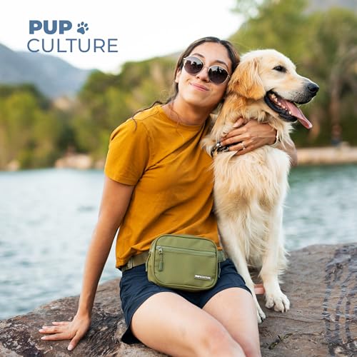 Pup Culture Dog Treat Pouch with Poop Bag Dispenser and Removable Treat Pouch | Cross Body Dog Walking Bag | The Perfect Puppy Training Tool and Even Better Gift - color: Cream