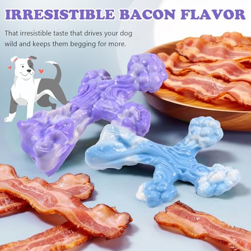 2Pack TreeBone Indestructible Dog Chew Toys for Aggressive Chewers - color: LightBluePurple