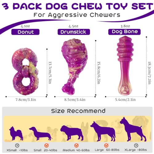 WinTour Dog Chew Toys for Aggressive Chewers, Tough Toys for 30-80lbs Dogs - color: Purple