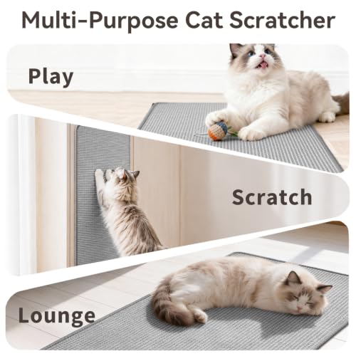 Cat Scratcher Mat, 23.6"x15.7" Natural Sisal Cat Scratch Pad - color: Gray, size: 1 Pack-23.6"x15.7"