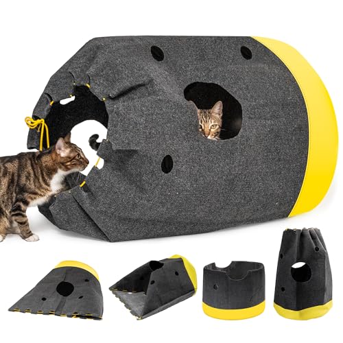 Cat Play Bag Collapsible Cat Activity Center Mat Play Rug - color: Dark Gray