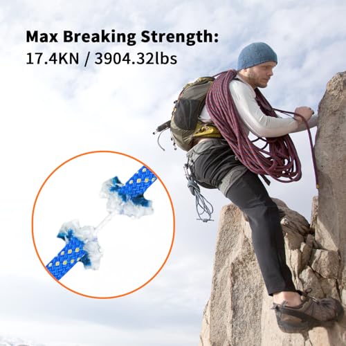 AOLEBA 8.5mm Static Climbing Rope, Outdoor Rock Climbing Ropes, Heavy Duty Rappelling Rope for Fire Rescue, Escape, 10M(32Ft) 20M(64Ft) 30M(96Ft) Ice Climbing Equipment & Parachute Accessories - color: Blue, size: 32FT