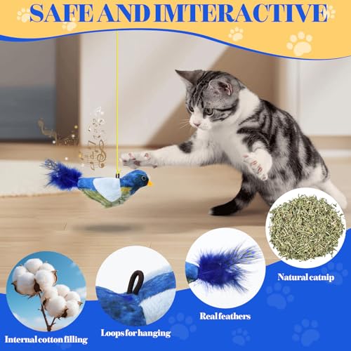 Cat Toys Interactive,3 Pcs Kitten Hanging Toys for Indoor Cats,Flying Bird Toy,Door Frame Cat String Toy for Bored Indoor Adult Cats - color: Colorful