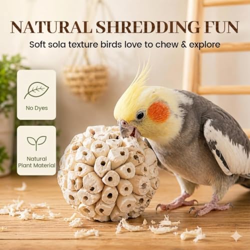 Natural Woven Grass Balls Small Pet Chew Toys, Handmade Wooden Bird Parrot Hamster Rabbit Foraging Balls, Safe Shred Toys for Parakeet Cockatiel Guinea Pig Chinchilla, Sola Ball - style: Classic