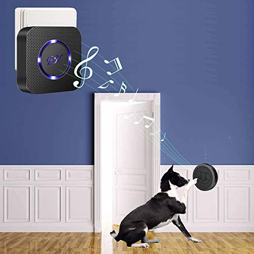 Dog Door Bell, Wireless Doggie Doorbells for Potty Training, Door Bell for Dogs to Go Outside, Dog Bells for Door (Black, 1 Receiver 4 Transmitters) - color: Black, size: 1 Receiver + 4 Transmitters