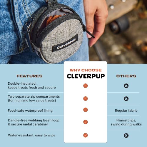 Cleverpup Snackpack Double Insulated Dog Treat Pouch – 1.5 Cup, 2 Pockets – Leopard - color: Leopard