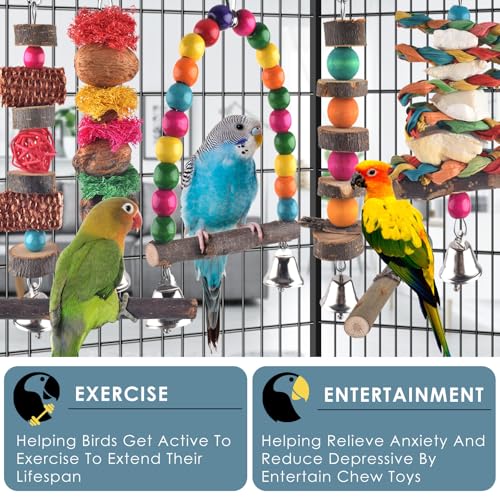 Bissap 7‑Pack Bird Chew Toys, Natural Wood Perch for Small Medium Parrots - size: 7 pieces