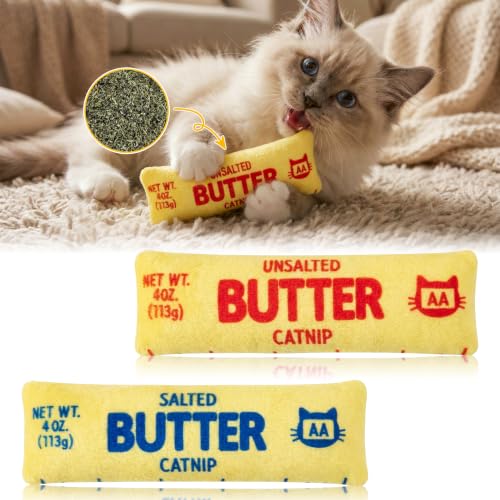 2Pcs Butter Catnip Crinkle Paper Sound Toys for Cat, Catmint Cat Toy Gift - style: 2Pcs Butter (with Crinkle Paper)
