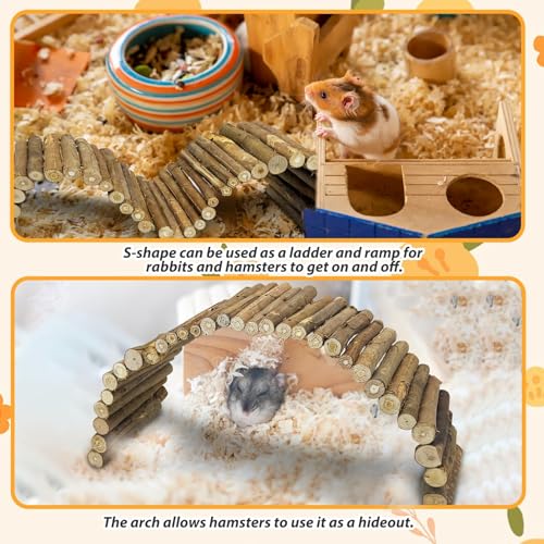 Hamiledyi Wooden Hamster Bridge Guinea Pig Tunnel Hideout Ramp Large Ladder - size: 19.7" L x 5.9" W