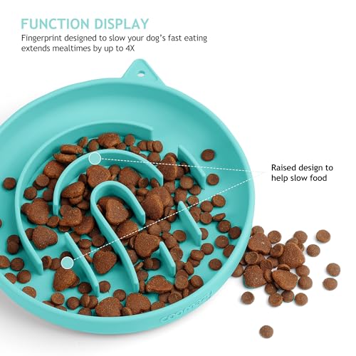 Coomazy Slow Feeder Cat Bowl Silicone Pet Puzzle Feeder for Slow Eating - color: Cyan