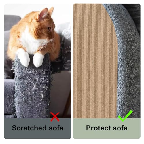 Cat Scratching Carpet Mat, Self-Adhesive Couch Furniture Protector - color: Khaki, size: 78.7x15.8Inch
