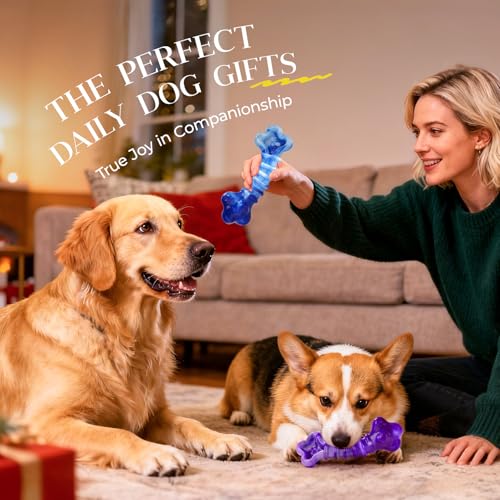 Kseroo 2-Pack Indestructible Dog Toys for Aggressive Chewers 25-75lbs - color: Purple & Blue
