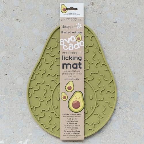 Enrichment Lick Mat: Avocado - Grooved Dog Feeding Pad, Food Grade Silicone, Spread Food Or Treats onto The Mat, Pet Soothing, Suction Back - style: Avocado